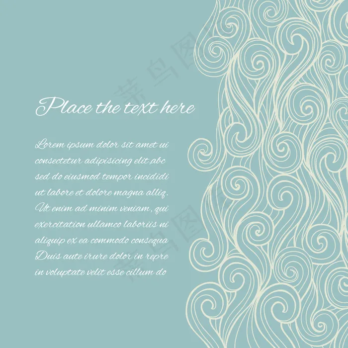 基于copyspace的抽象蓝色海浪模板eps,ai矢量模版下载