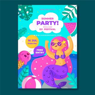 平面设计夏季派对海报模板
