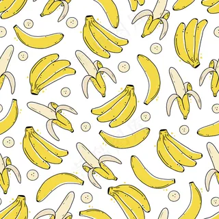 手绘香蕉水果的无缝图案。