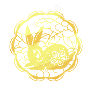 中秋月饼玉兔剪纸