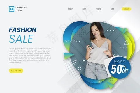 女人看手机时尚销售登陆页