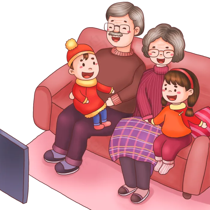 一家人新年看春晚(2500X2500(DPI:300))psd模版下载