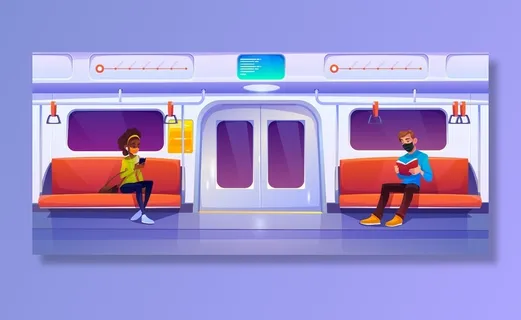 戴着面具的人的地铁车厢