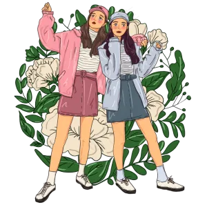 双十一电商姐妹模特小清新插图