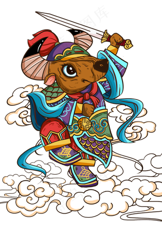 2021红色牛年新年中国风喜庆门神