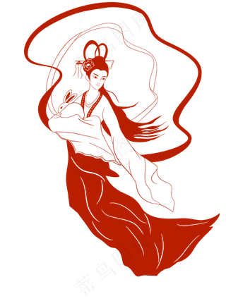 嫦娥奔月剪纸风