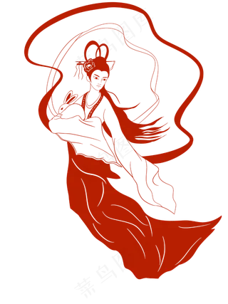 嫦娥奔月剪纸风