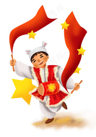 国庆节跳安塞腰鼓的人