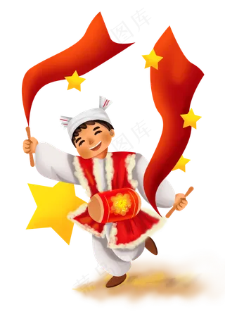 国庆节跳安塞腰鼓的人