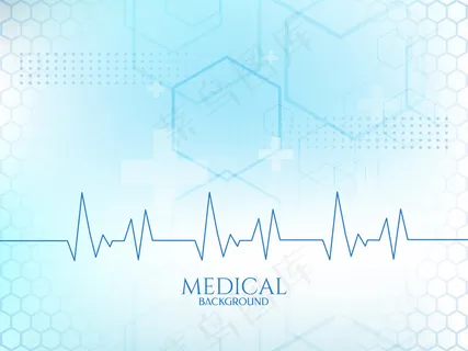 心电图心跳线柔和的蓝色医学背景