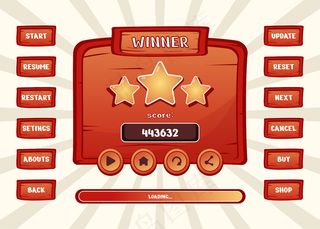 设计一套完整的得分按钮游戏弹出窗口，图标，窗口和元素创造中世纪的rpg视频游戏