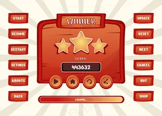 设计一套完整的得分按钮游戏弹出窗口，图标，窗口和元素创造中世纪的rpg视频游戏