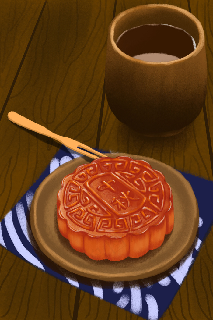 中秋佳节吃月饼喝茶中秋(3545*5315px 300 dpi )psd模版下载