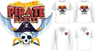 带有海盗派对图标的衬衫