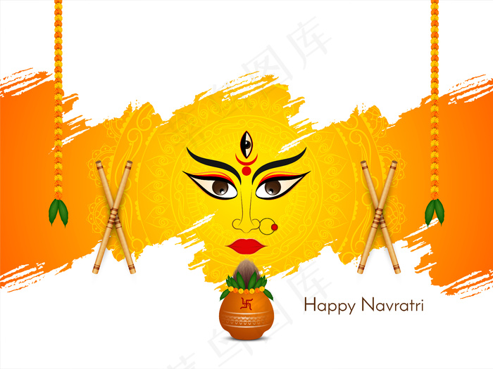 快乐 navratri 宗教节日庆典背景矢量eps,ai矢量模版下载