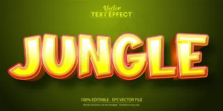 丛林文字卡通风格可编辑文字效果