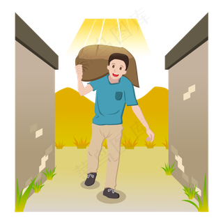 立秋扛丰收农作物卡通农民矢量商