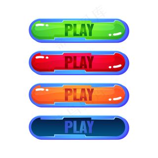 为游戏用户界面资源元素设置了一套不同颜色的圆形果冻播放按钮