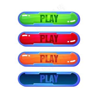 为游戏用户界面资源元素设置了一套不同颜色的圆形果冻播放按钮