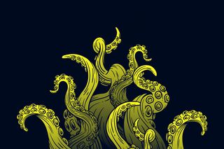 逼真的手绘章鱼触角背景