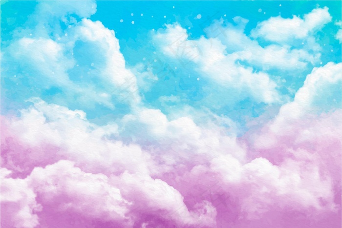 手绘水彩粉彩天空背景