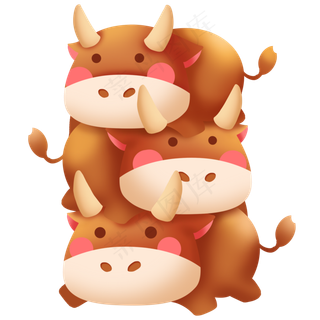 可爱叠高高小牛牛年