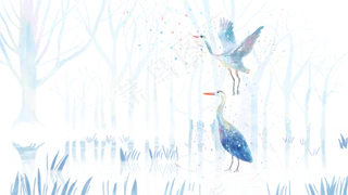 水彩画水彩植物风景配图