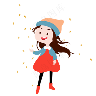 手绘卡通唯美系列秋天女孩