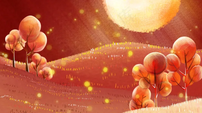 中秋节满月秋季金秋佳节(2880*1620px 300 dpi )psd模版下载