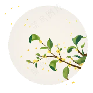 手绘中秋节桂花飘落