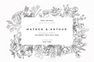 写实手绘鲜花婚礼请柬