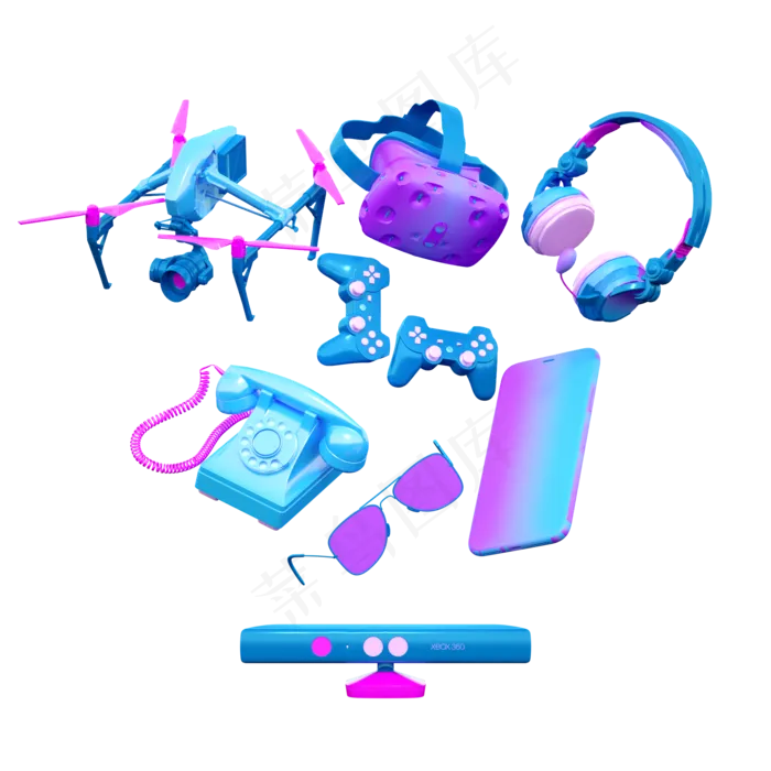 荧光立体荧光色商品活动电商(2000X2000(DPI:300))psd模版下载