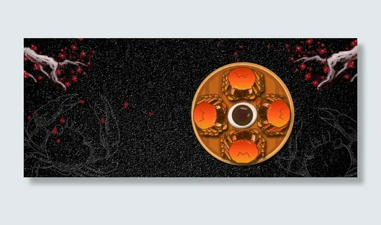 大闸蟹促销简约黑色banner