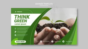 思考绿色环境横幅banner模板