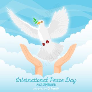 和平日与手释放白鸽