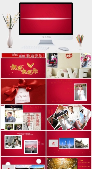 红色简洁营销PPT模板预览图