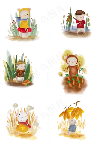 立秋秋天手绘小田鼠