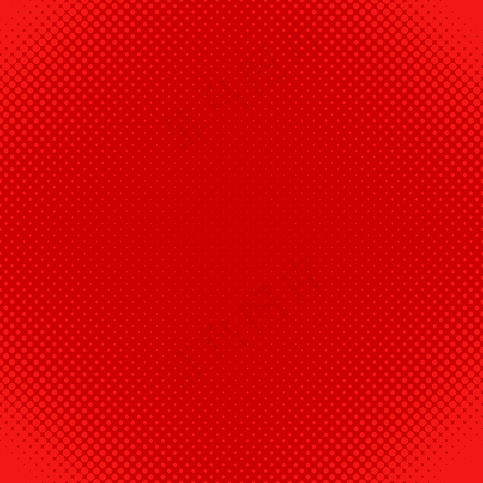 红色半色调网点图案背景-不同大小圆圈的矢量设计