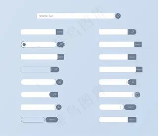 搜索用户界面。设置搜索栏矢量元素设计，设置搜索框ui。