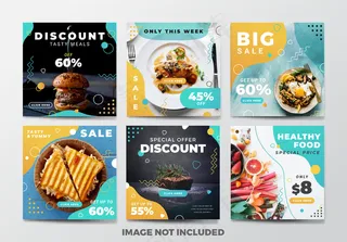 Instagram帖子或方形横幅banner。快餐主题