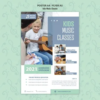 儿童音乐课程概念宣传单,DM传单模板