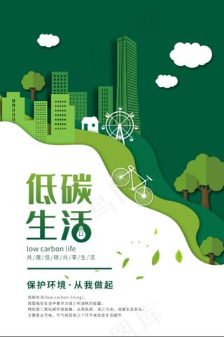 剪纸风低碳生活公益宣传海报