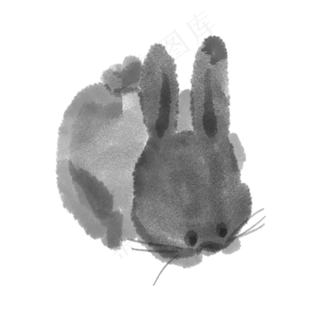 水墨中秋节可爱月兔