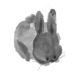 水墨中秋节可爱月兔