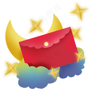 月亮云朵和信封