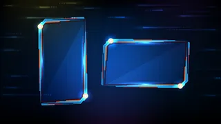 蓝色发光科技的抽象未来背景科幻框架hud ui