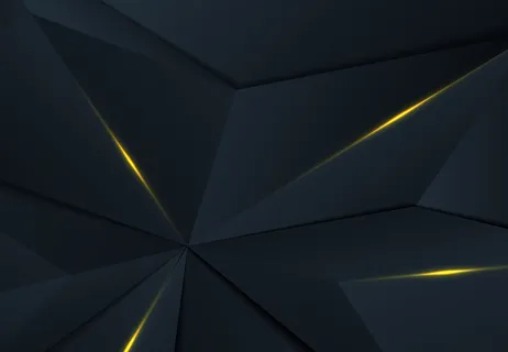 抽象的多边形设计的优质蓝色三角形阴影和金色的设计背景。