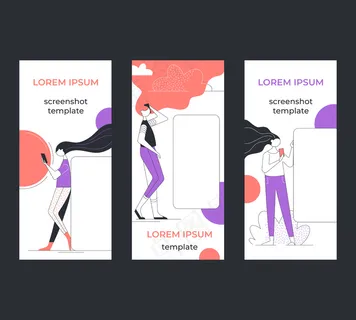 用户体验/用户界面设计模板，屏幕工具包，空的地方为应用程序app截图。