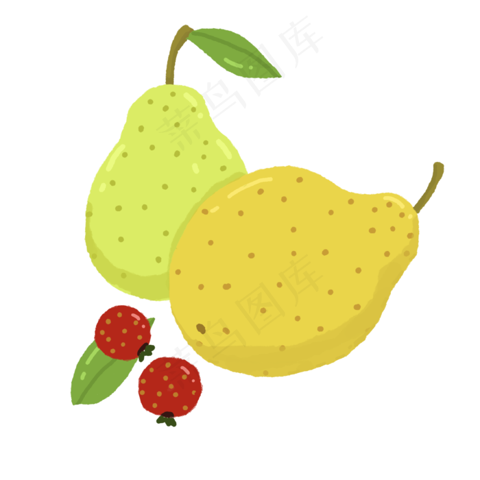 秋季水果梨子山楂手绘插画