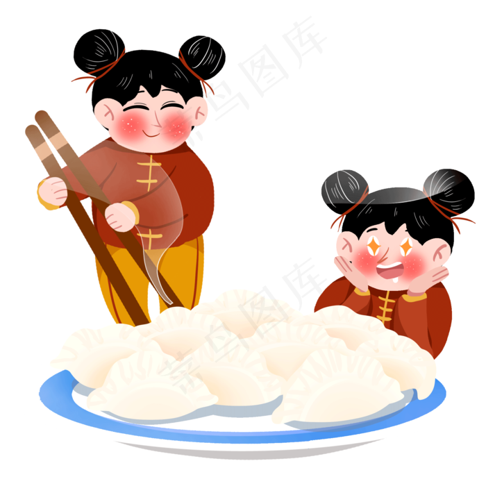 卡通立冬节气吃饺子